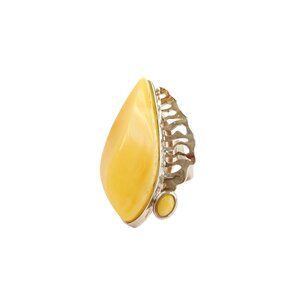 Butterscotch Amber Avant Garde Ring in 925 Sterling Silver